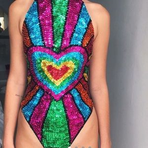xSOLDx Easy Tiger Rainbow Heart Bodysuit xSOLDx